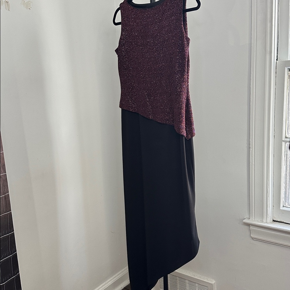 Rachel Kate Black and Purple Midi Dress